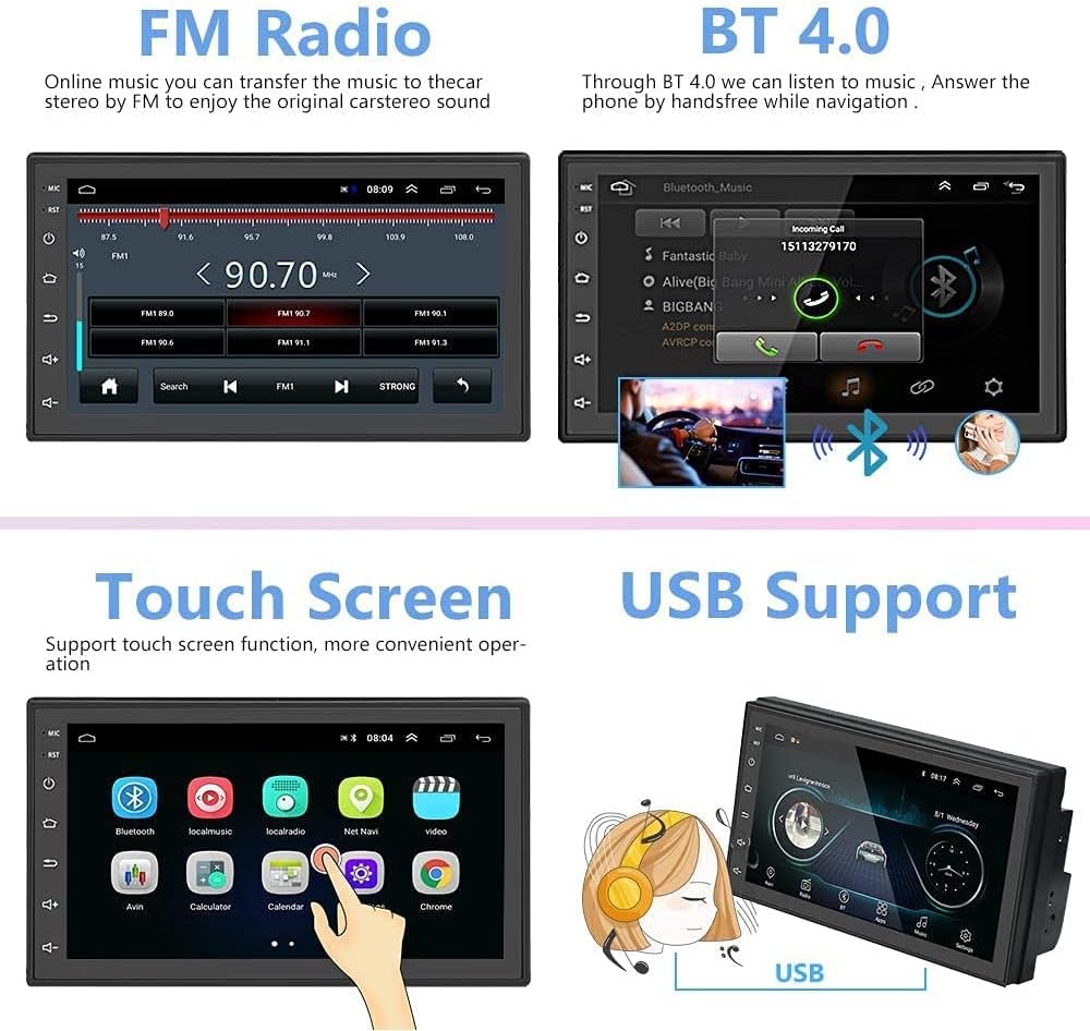Double Din Car Radio with Navigation Touch Screen Bluetooth Backup Camera K34675