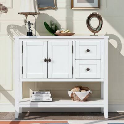 Navy Console Table with 2 Drawers, 1 Cabinet and 1 Shelf H88530