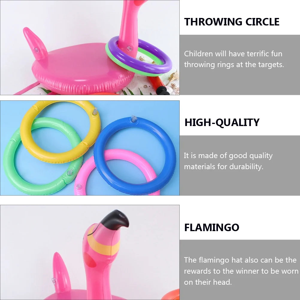 Inflatable Flamingo Hat Ring Tossing Game Toy E9096