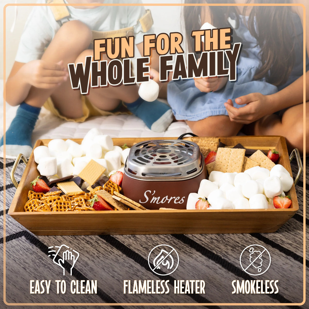 Electric Stainless Steel S'mores Maker with 4 Compartment Trays and 2 Roasting Forks S391