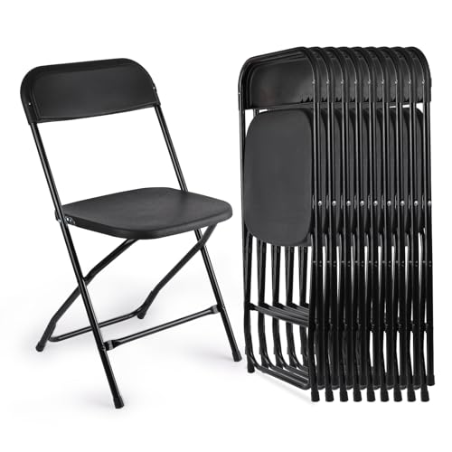 10 Pack White Plastic Folding Chairs 400lbs Capacity H487019