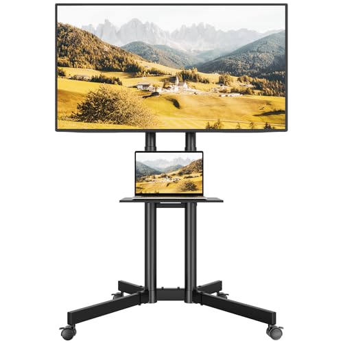 Black Mobile TV Stand for 32 to 85 inch Screens up to 121 lbs B7496