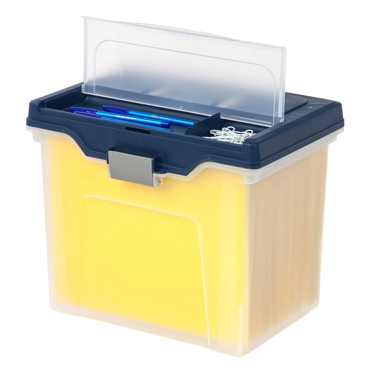 Large Mobile File Box Letter Size Clear Blue W9722