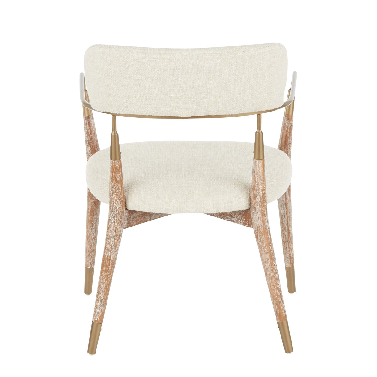 Contemporary Chair Set of 2 Cream Fabric White Washed Wood Copper Washed W13285