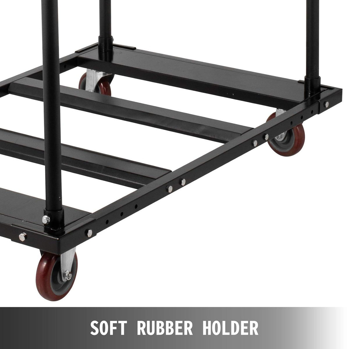 Black Folding Cart Steel Frame Rolling Casters 10 Table Capacity W845843