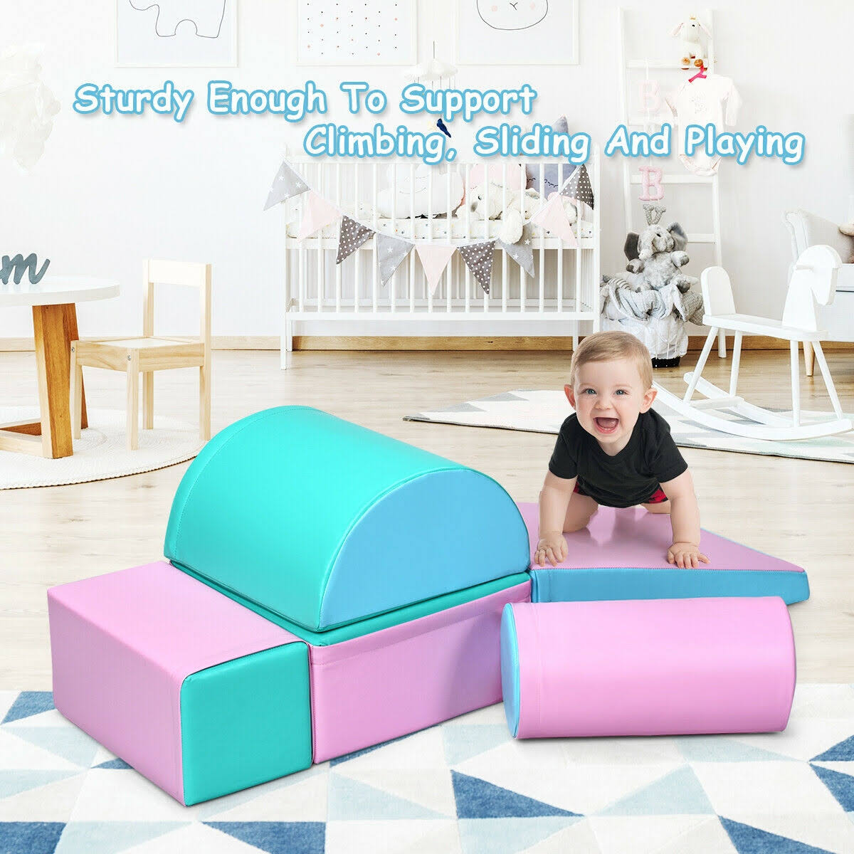 5-Piece Climb Activity Play Foam Blocks Pink D2615