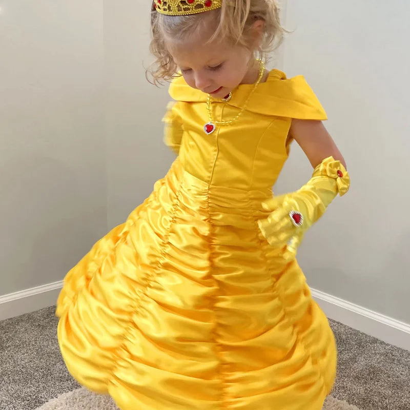 Princess Costume for Girls off Shoulder Dress with Accessories Yellow 2-3 Years L6759