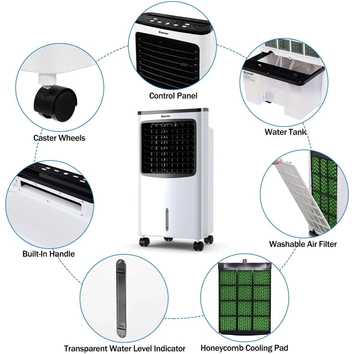 Portable Cooler Fan Humidify Anion Remote Control J6300
