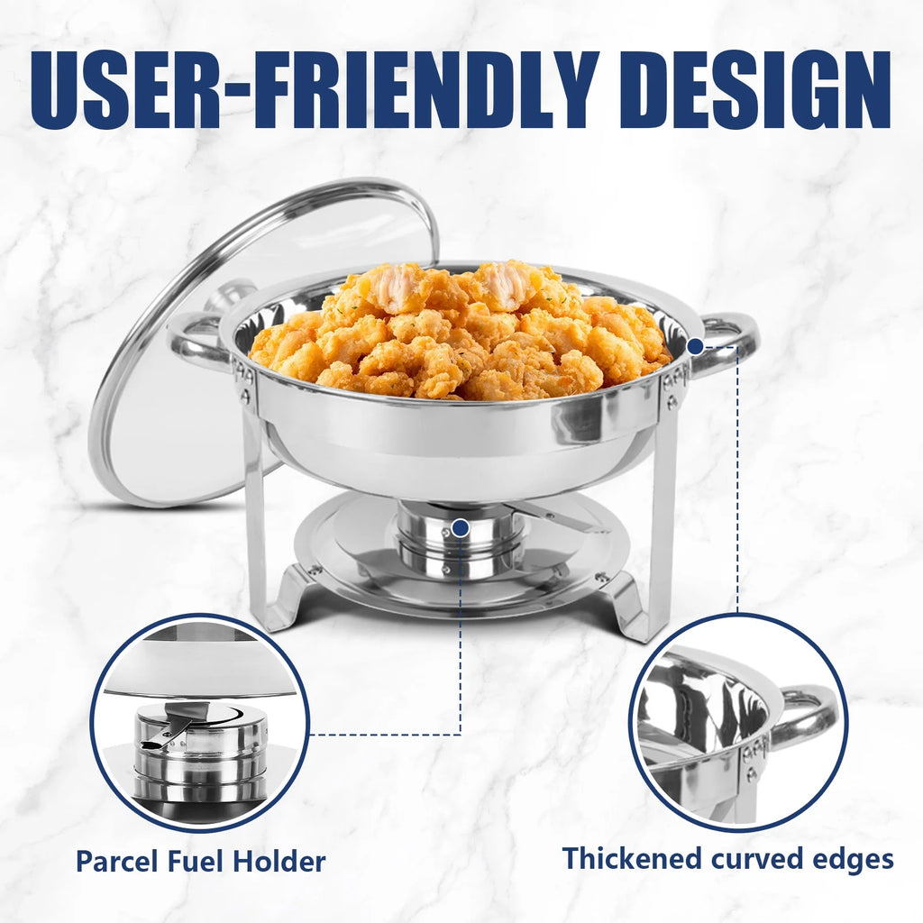 5Qt 4 Packs Stainless Steel Chafing Dish Set with Glass Lid H8073