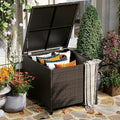 80 Gallon Waterproof Rattan Outdoor Storage Deck Box with Wheels M9945