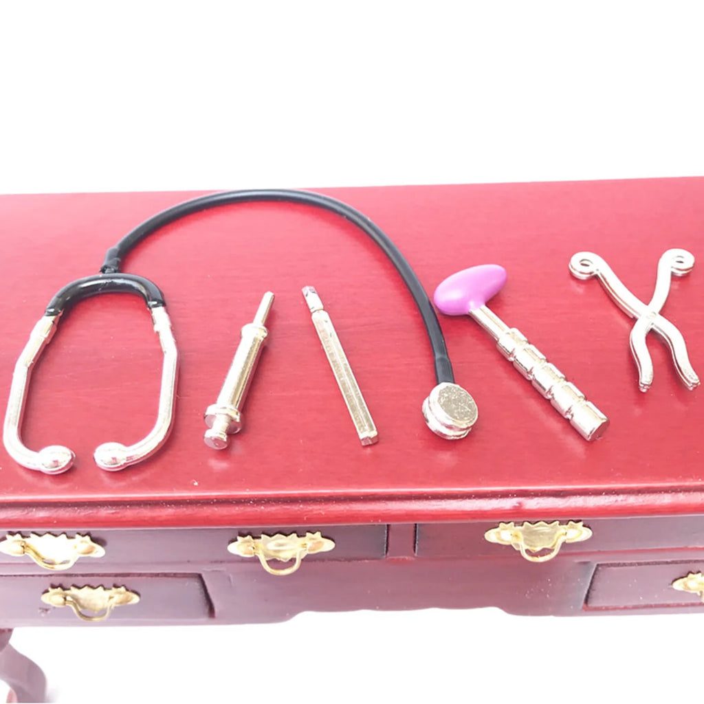 5Pcs 1/12 Dollhouse Mini Stethoscope Hospital Accessories Toys Set Z78284