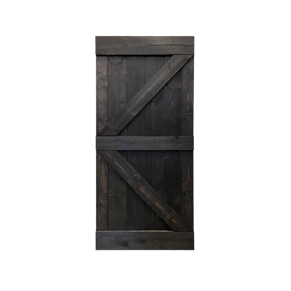 Sage Green Stained Solid Pine Wood Interior Sliding Barn Door Slab Q85740