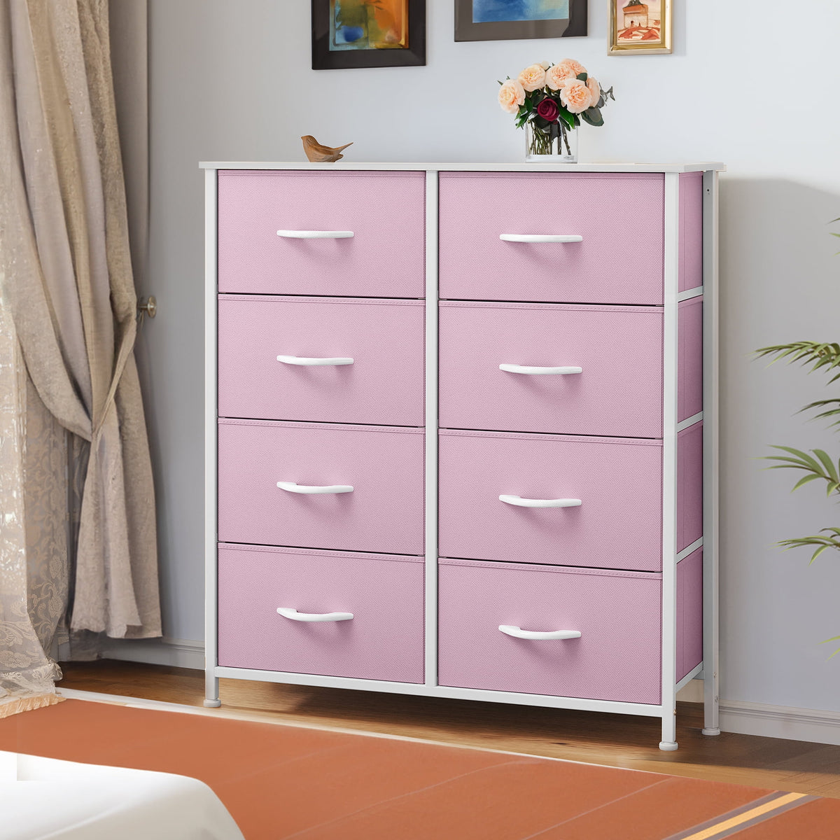 Black 8 Drawer Fabric Dresser S963649