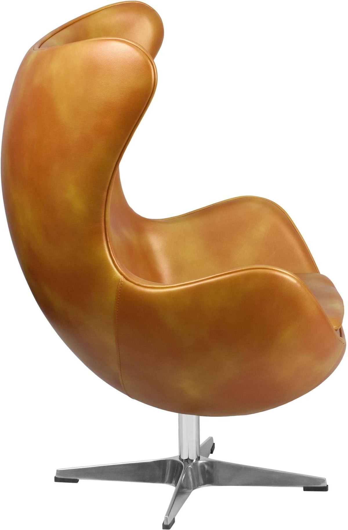 Gold Leather Egg Chair with Tilt-Lock Mechanism O170312