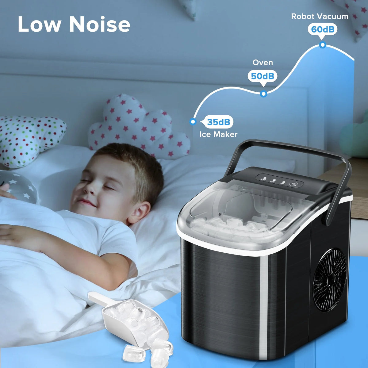 Portable Countertop Ice Maker 26lbs/24H Stainless Steel Black X71648