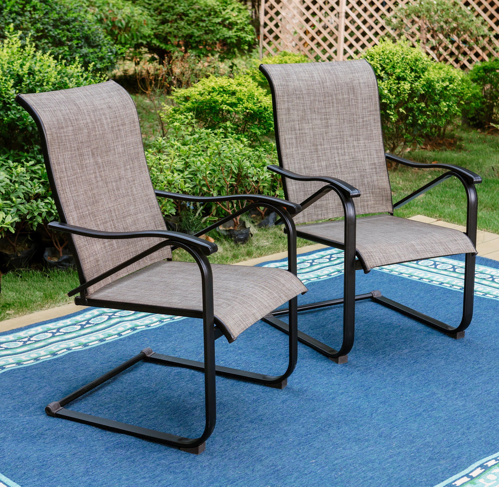 7-Piece Outdoor Patio Dining Set with 6 Rocking Chairs and 1 Metal Table V288