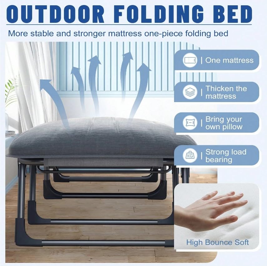 Portable Folding Camping Cot with Pillow Adjustable Backrest Q560