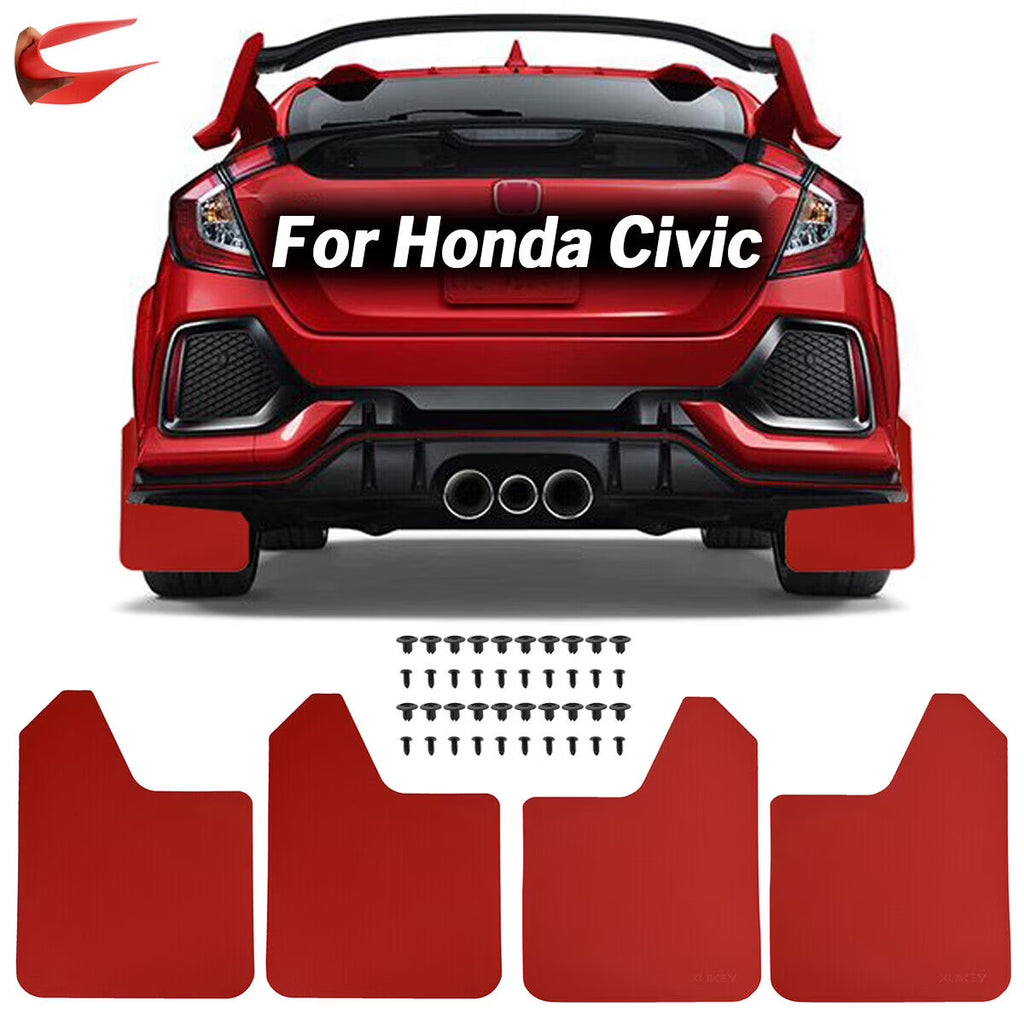Red Mud Flaps for Honda Civic Type R S Si Coupe X31003