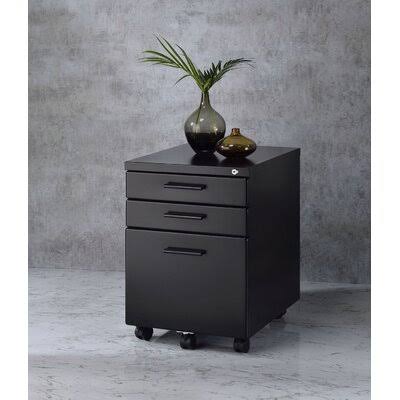 Black 3-Drawer Mobile Vertical Filing Cabinet K13394