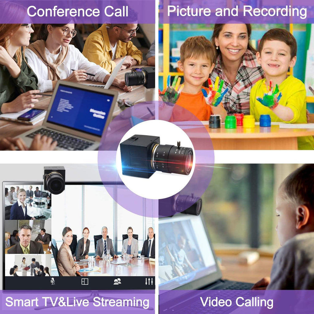 2.8-12mm Varifocal Lens USB Camera 1080P CS Mount 2MP Web Camera Pack of 2 D63343