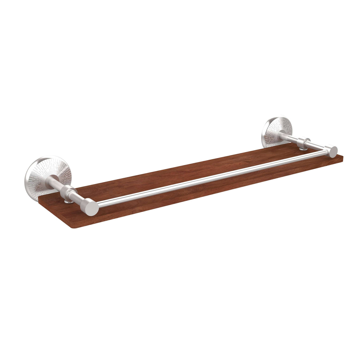 22 in. Solid Ironwood Shelf with Gallery Rail Satin Chrome M4769