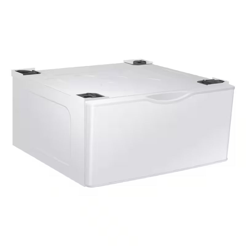 White Laundry Pedestal with Storage Drawer D16889