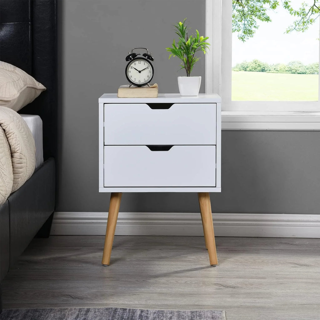 White Storage Drawer Nightstand G630