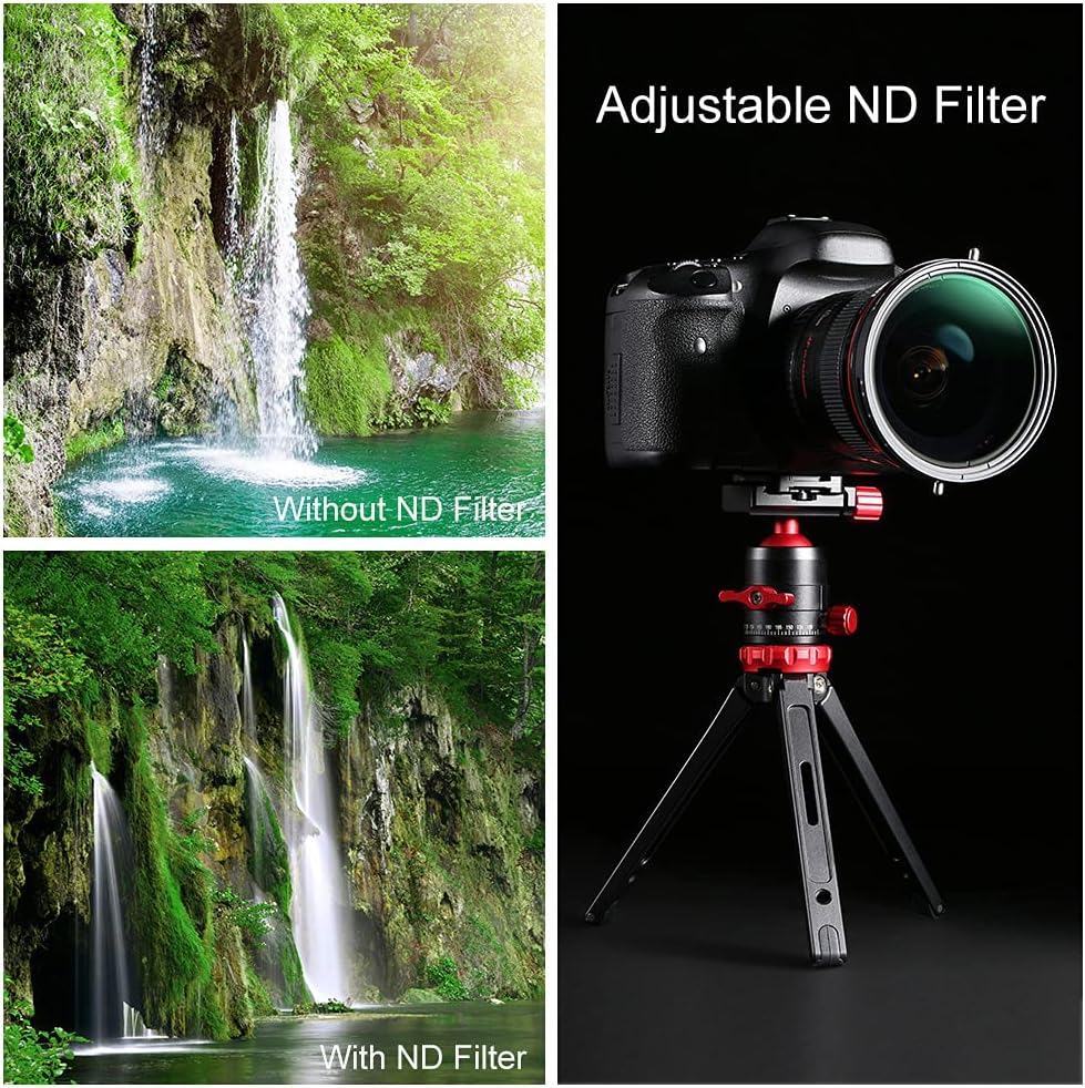 52mm Variable Fader ND2-ND32 ND Filter and CPL Circular Polarizing Filter 2 in 1 Pack of 2 X860