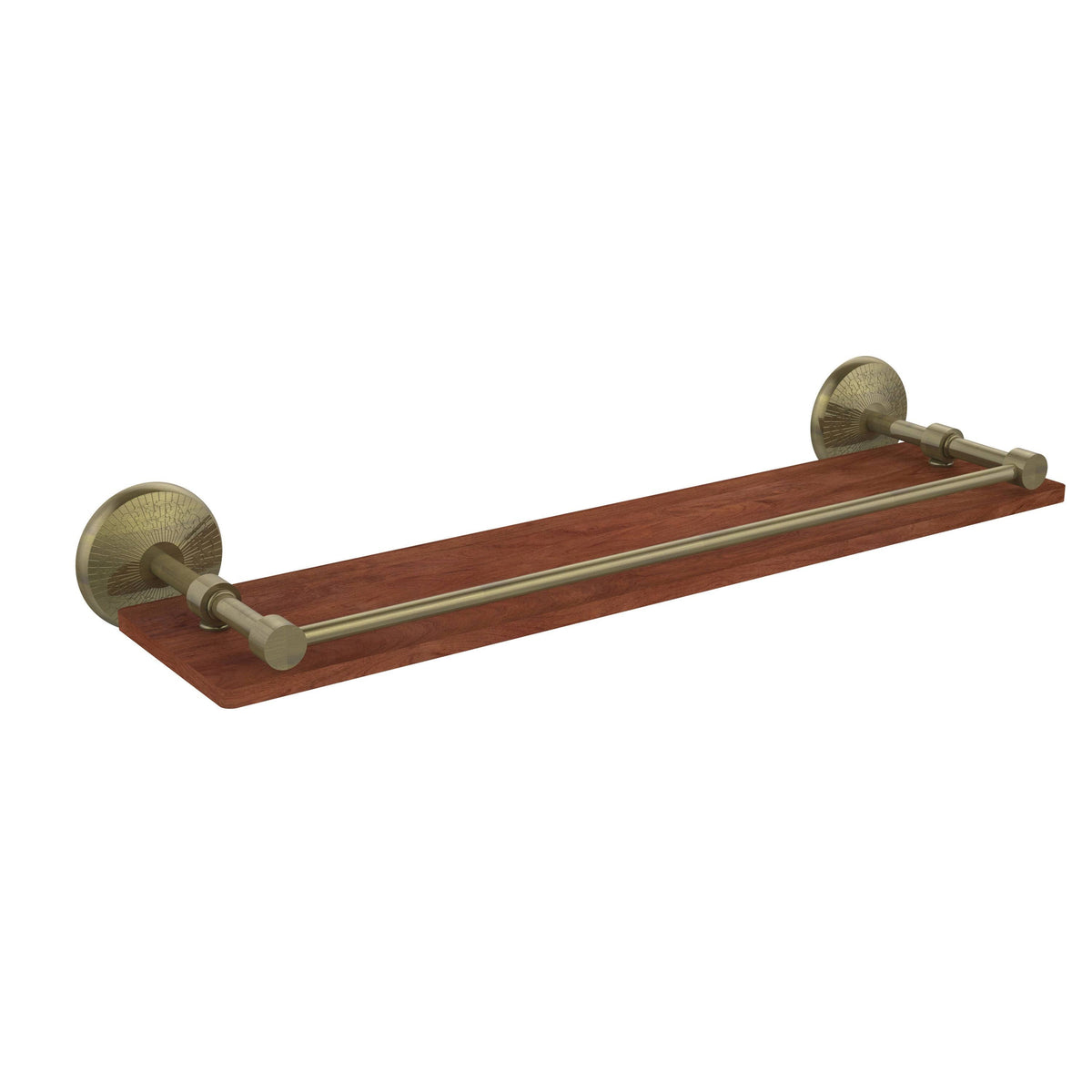 22 in. Solid Ironwood Shelf with Gallery Rail Satin Chrome M4769