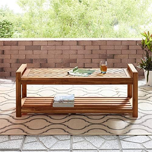Brown Acacia Wood Patio Storage Bench S1840