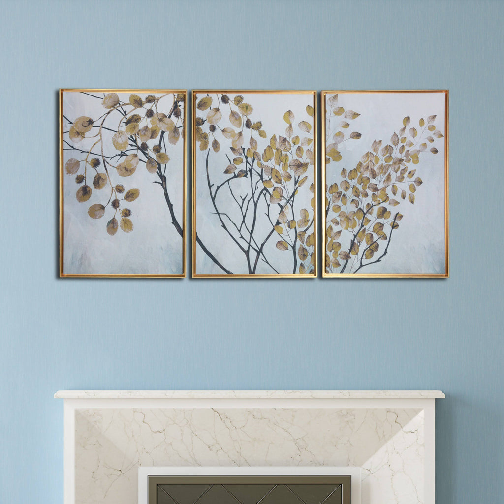 Blue Floating Framed Wall Canvas Triptych S2697