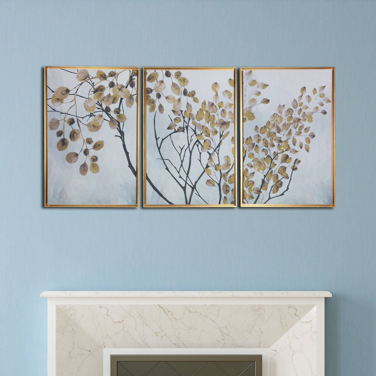 Blue Floating Framed Wall Canvas Triptych S2697