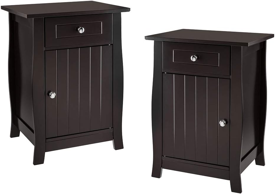 Brown Nightstand with Drawer and Storage Cabinet N589102