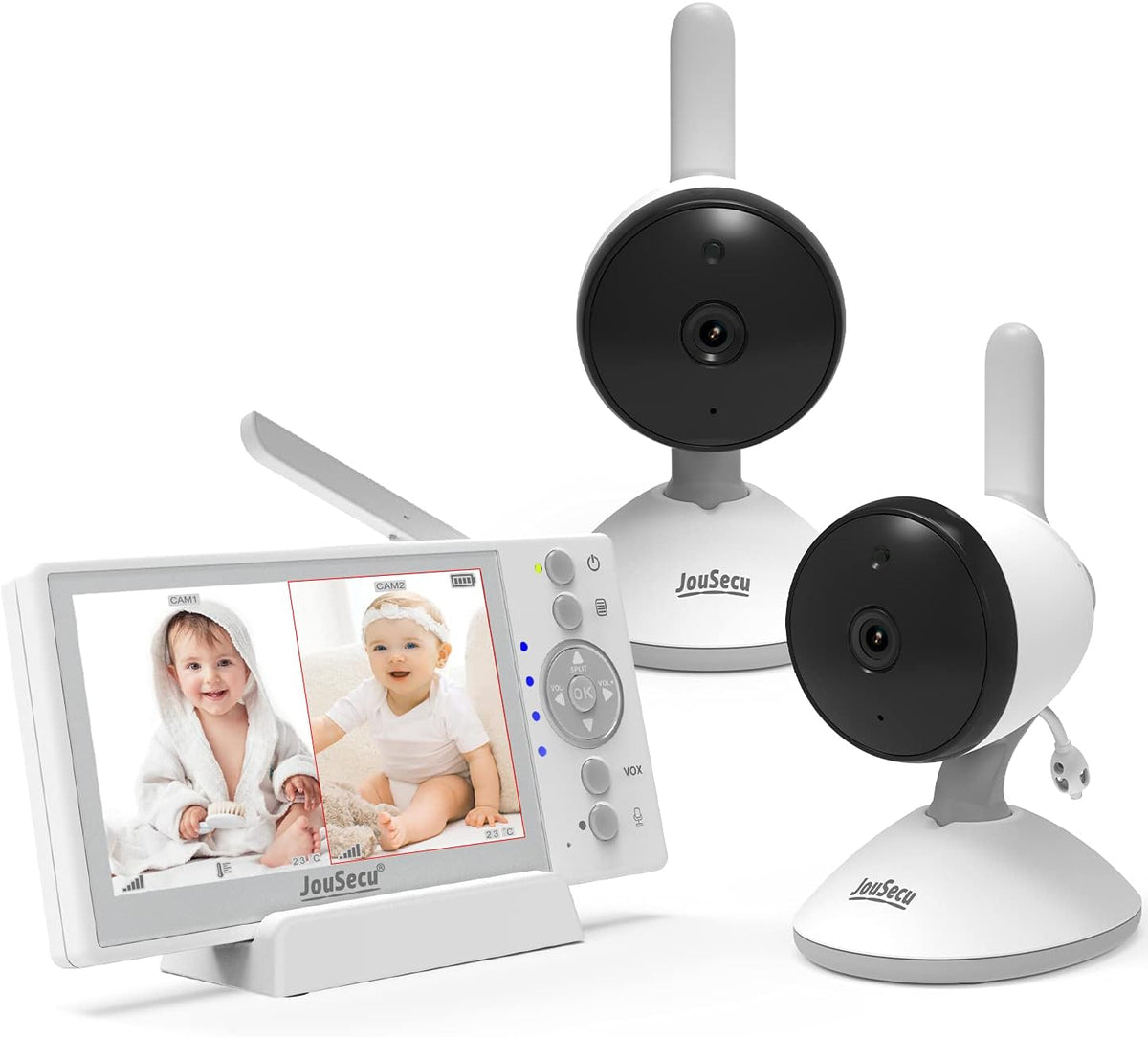 4.3 Inches LCD Split Screen Baby Monitor with 2 Camera J20119