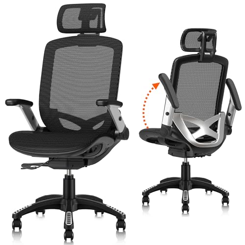 Ergonomic Office Chair with Footrest, High Back Mesh Computer Chair with Flip-Up Arm Z210