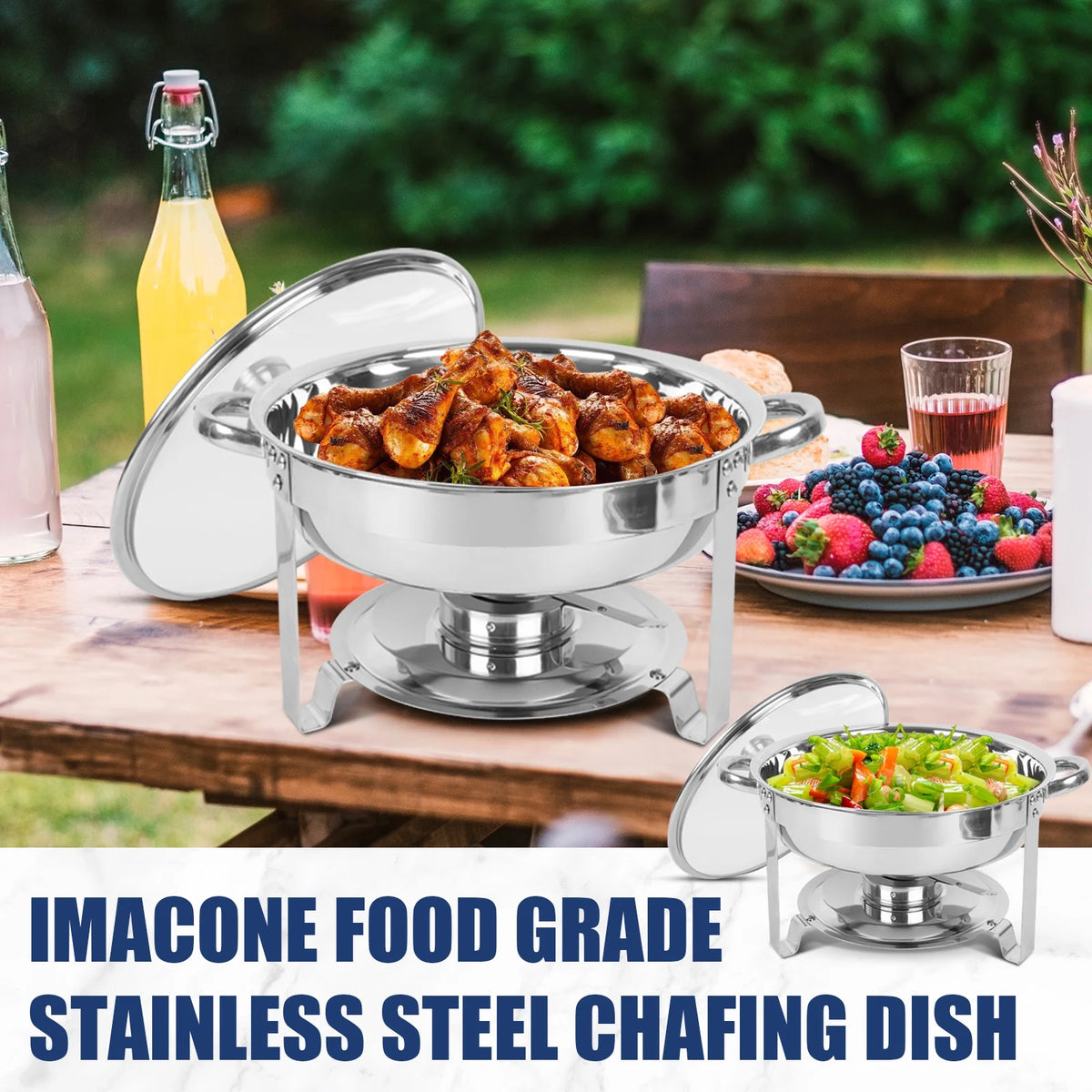 5Qt 4 Packs Stainless Steel Chafing Dish Set with Glass Lid H8073