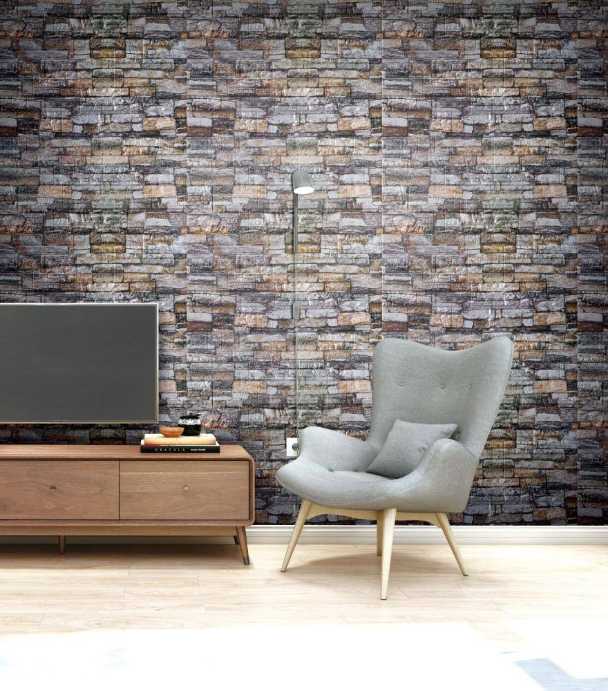 Peel & Stick Multicolored Faux Bricks Wall Paneling A599596