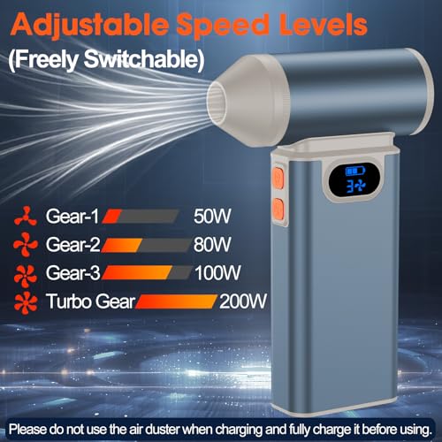 Black Rechargeable Electric Air Duster with Digital Display Y56423