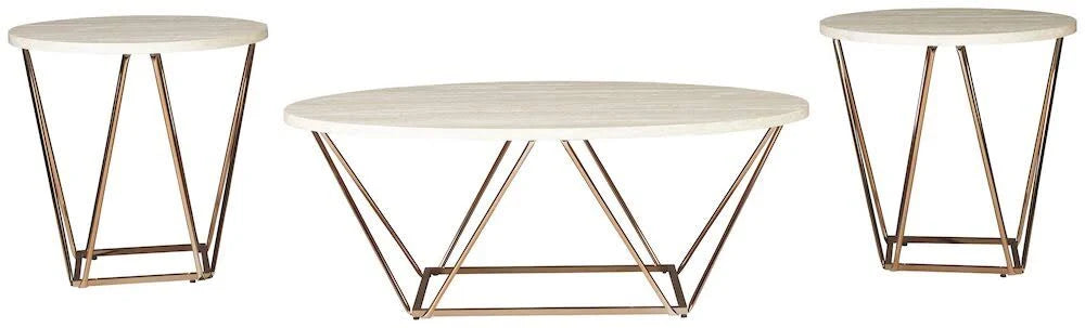 Gold Faux Marble Top Accent Coffee Table Set H202706