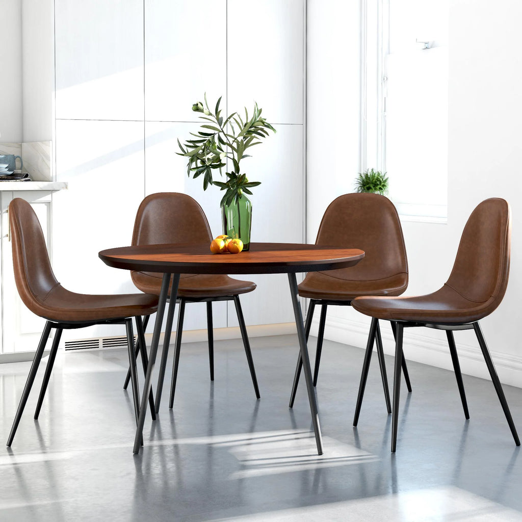 Camel Faux Leather Upholstered Dining Chair, Set of 4 Z56145
