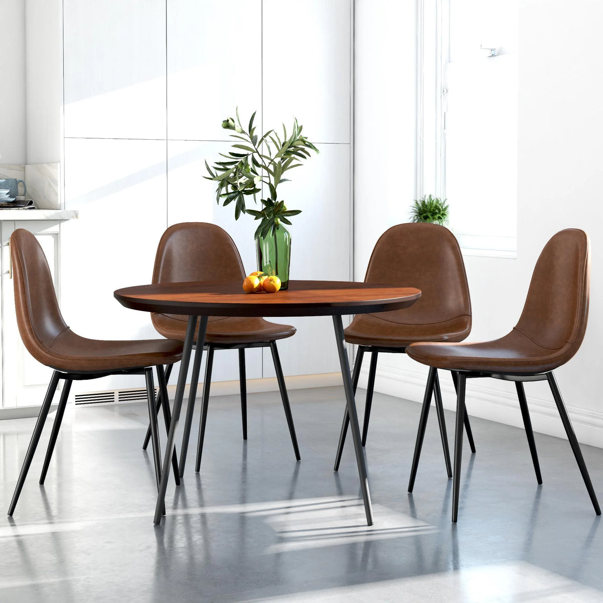 Camel Faux Leather Upholstered Dining Chair, Set of 4 Z56145