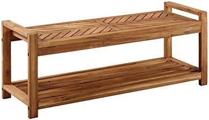 Brown Acacia Wood Patio Storage Bench S1840