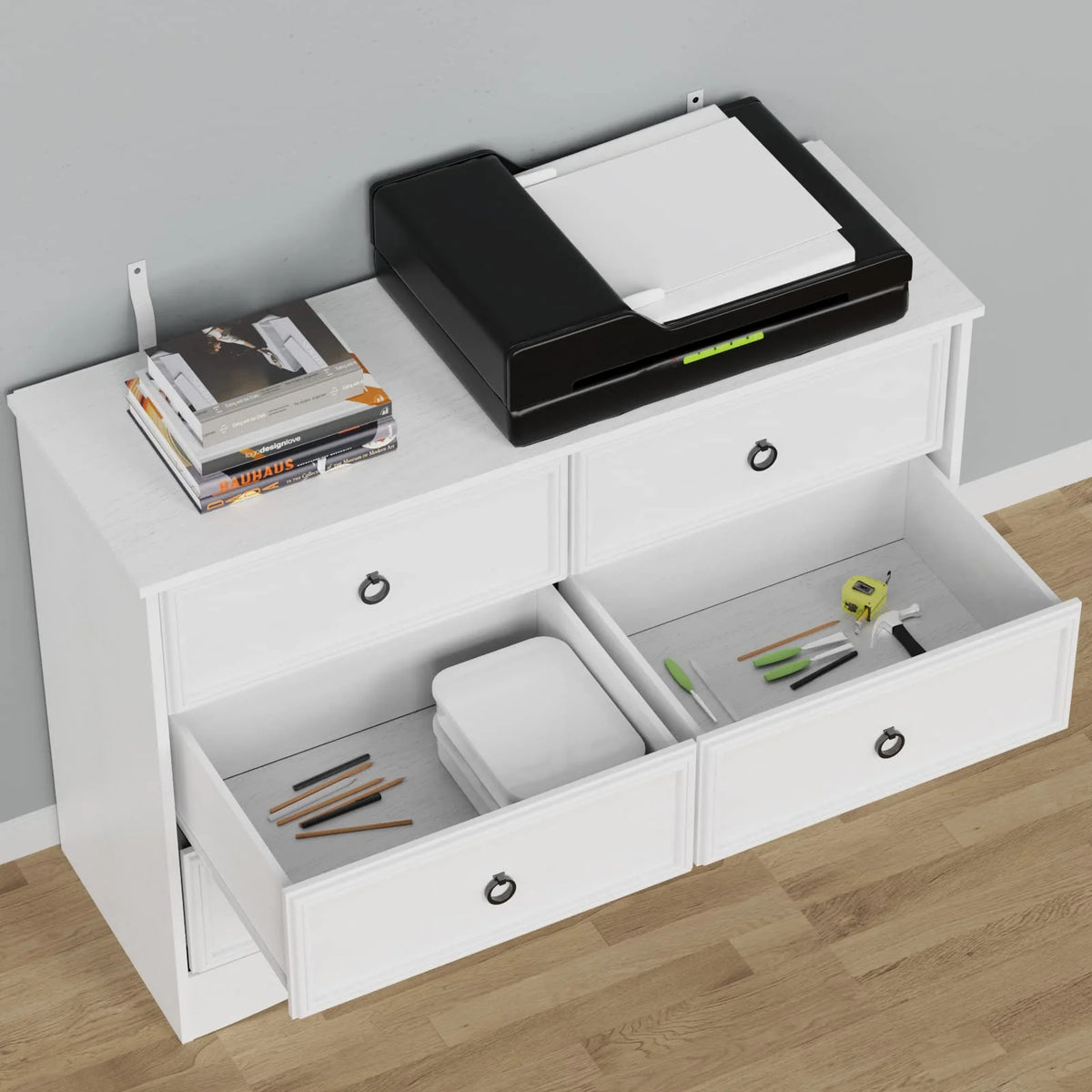 White 6 Drawer Wood Dresser G765438