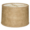 12" Shallow Drum Lamp Shade Brown Faux Leather with Lace I4274