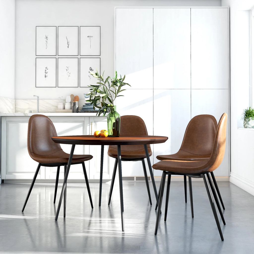 Camel Faux Leather Upholstered Dining Chair, Set of 4 Z56145