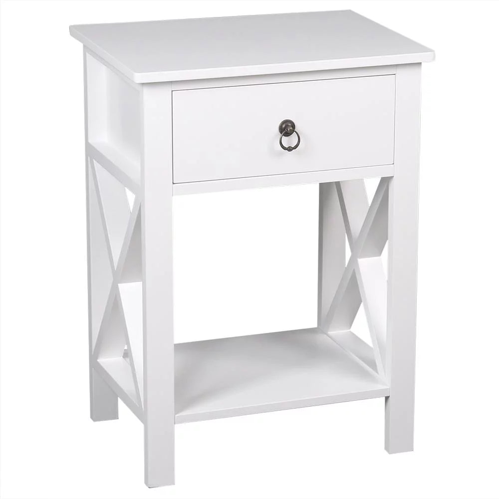 Set of 2 White Nightstands with Drawer Storage U21615