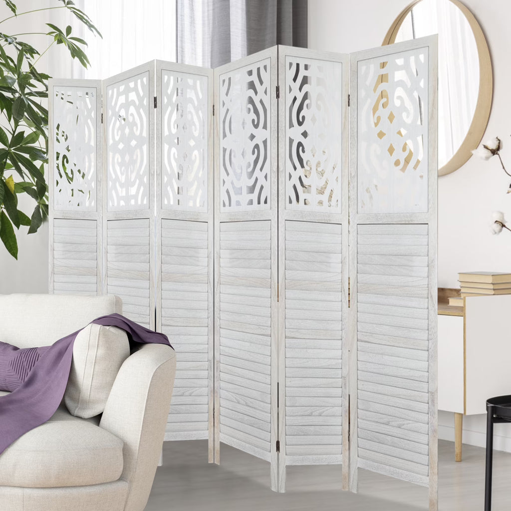 White 6 Panel Room Divider E84693